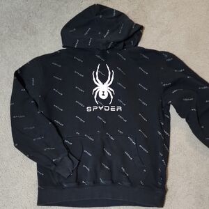 Spyder Black Hoodie with White Spider Emblem